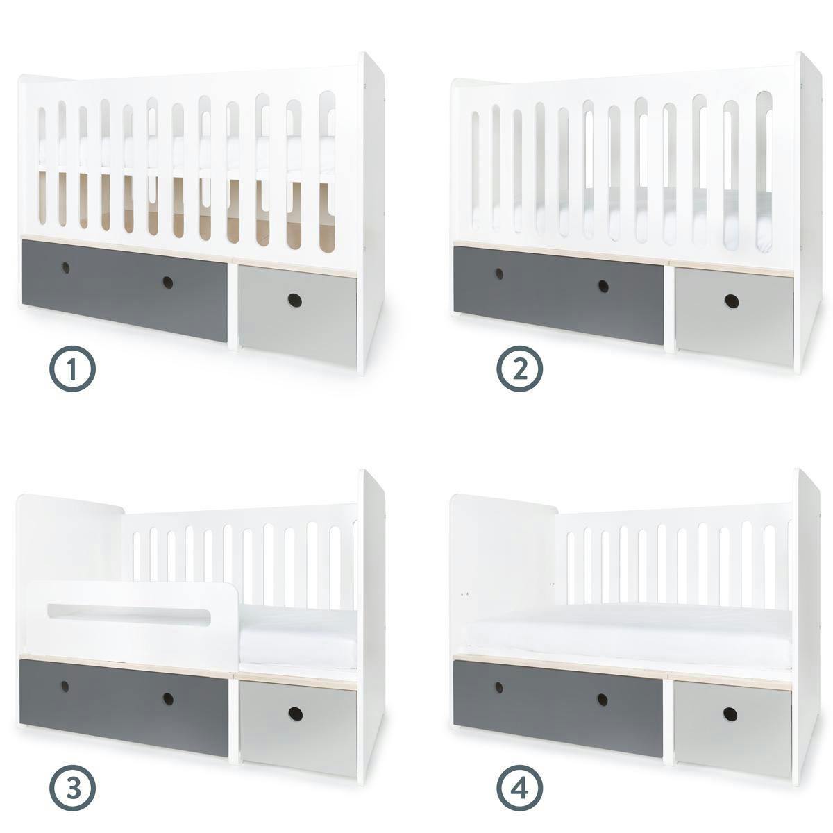 COLORFLEX - Lit bébé évolutif 70x140cm gris espace-gris perle