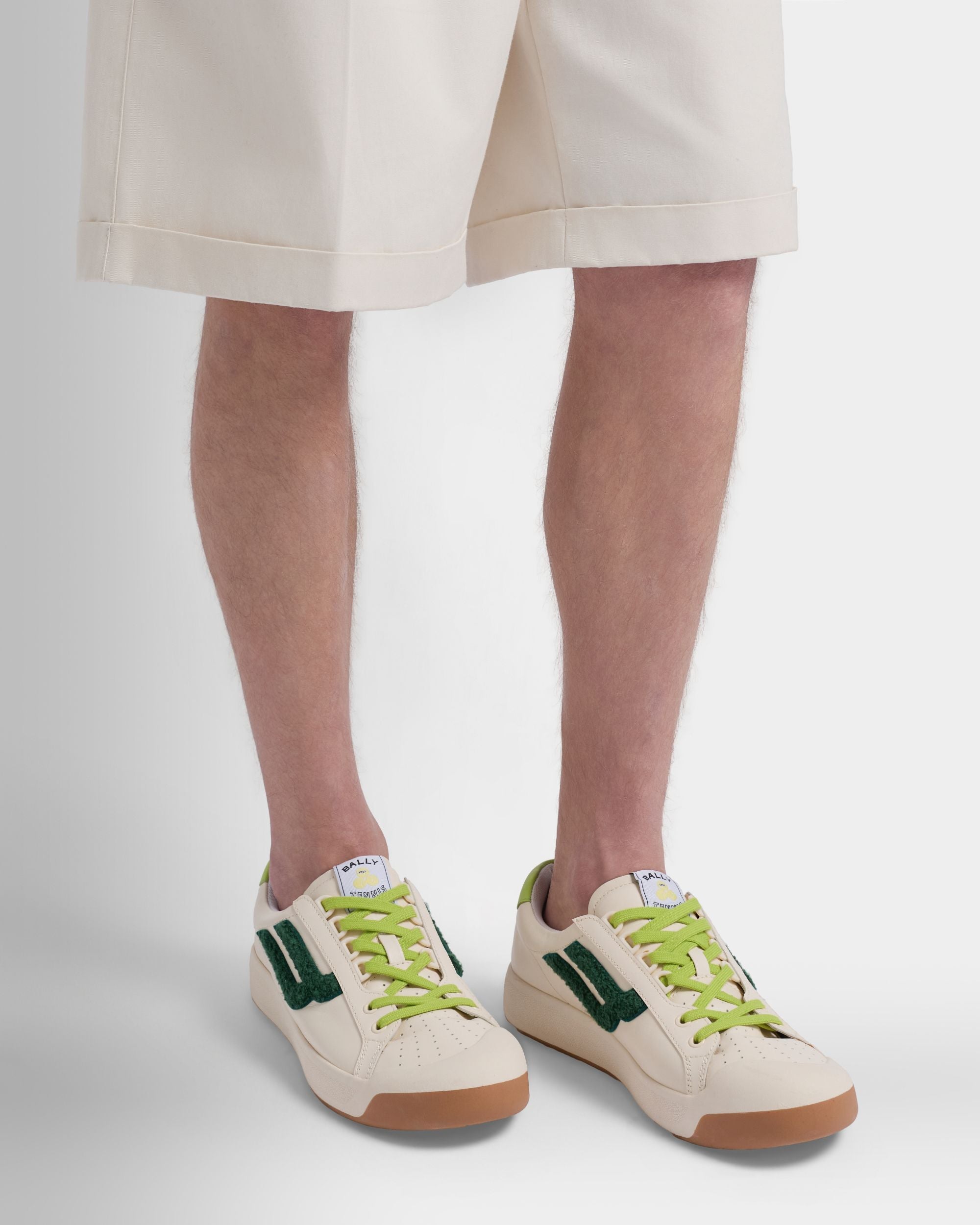 Tennis Collection Sneaker aus Leder in Weiß und Grün