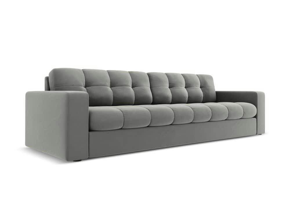 JUSTIN - Canapé 4 places en velours gris clair