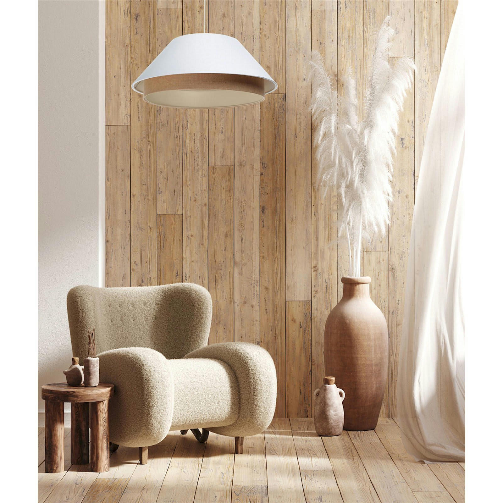 SENSEI - Suspension Tissu Blanc 60x60x25 cm