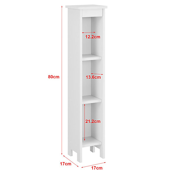 Meuble Colonne Bräcke pour Salle de Bain à 3 Niveaux 80 x 17 x 17 cm Blanc en.casa