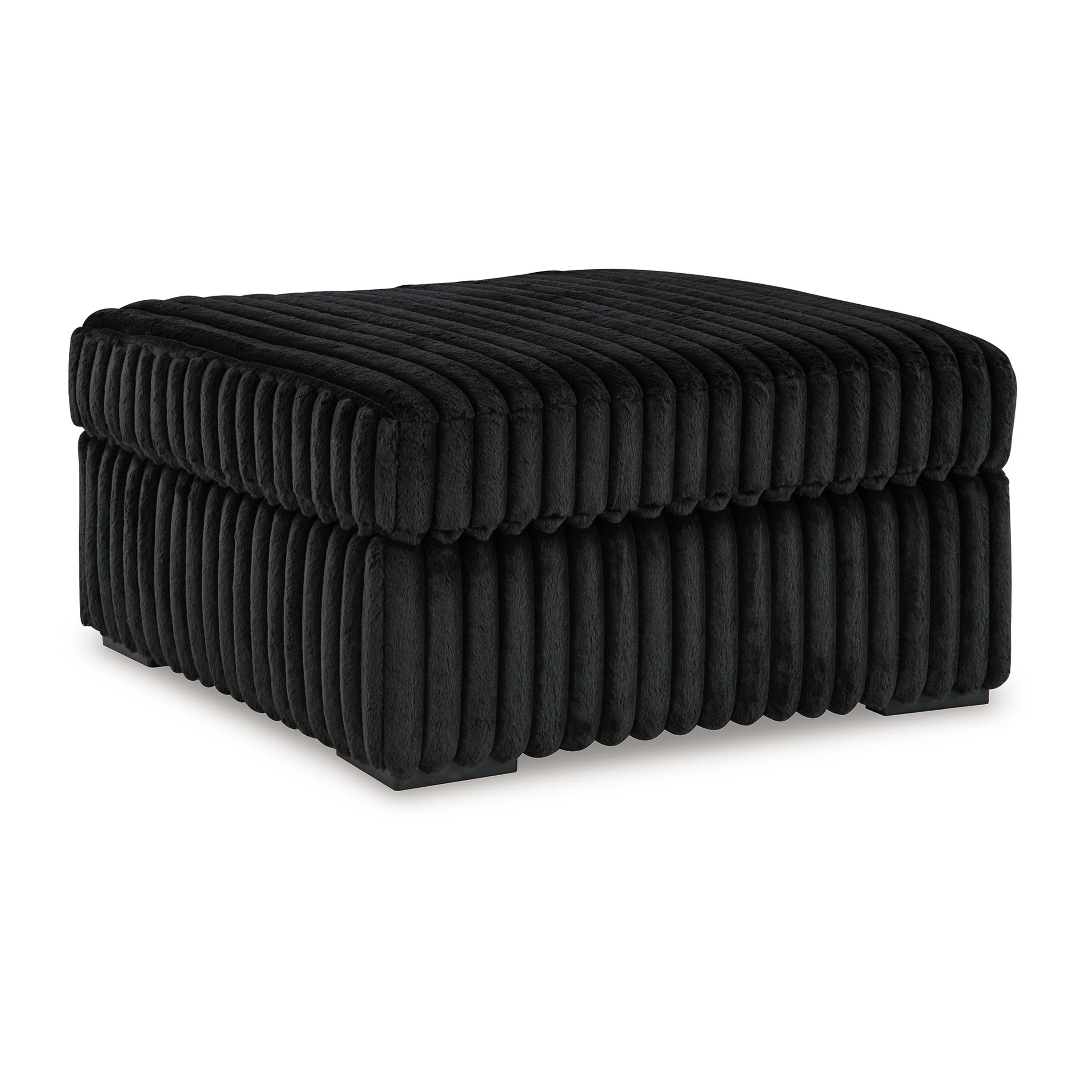 Addy Oversized Square Ottoman, Black Jumbo Corduroy Polyester, 39 Inch