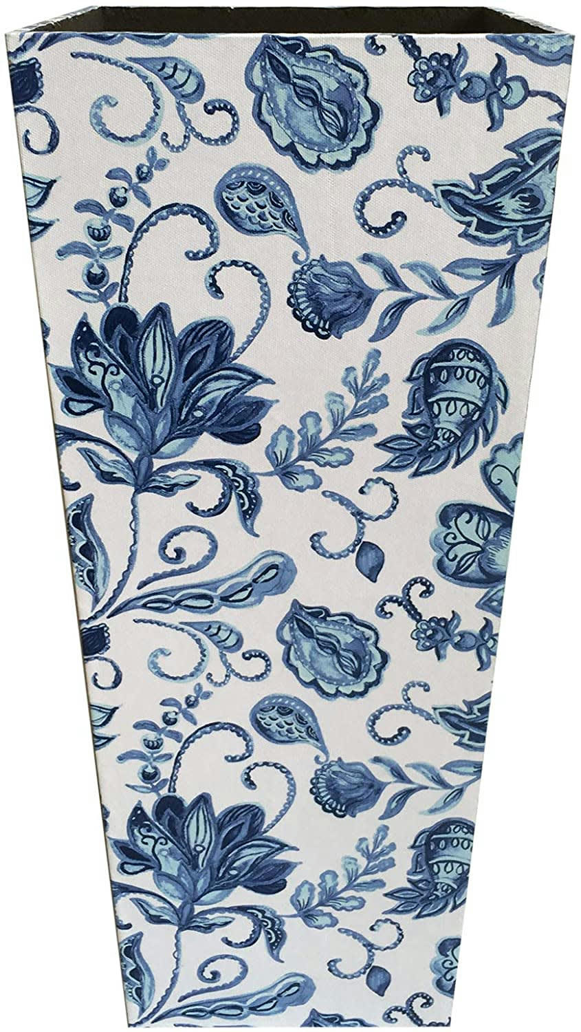 - Porte parapluie rectangulaire en toile bois florale blanc et bleu