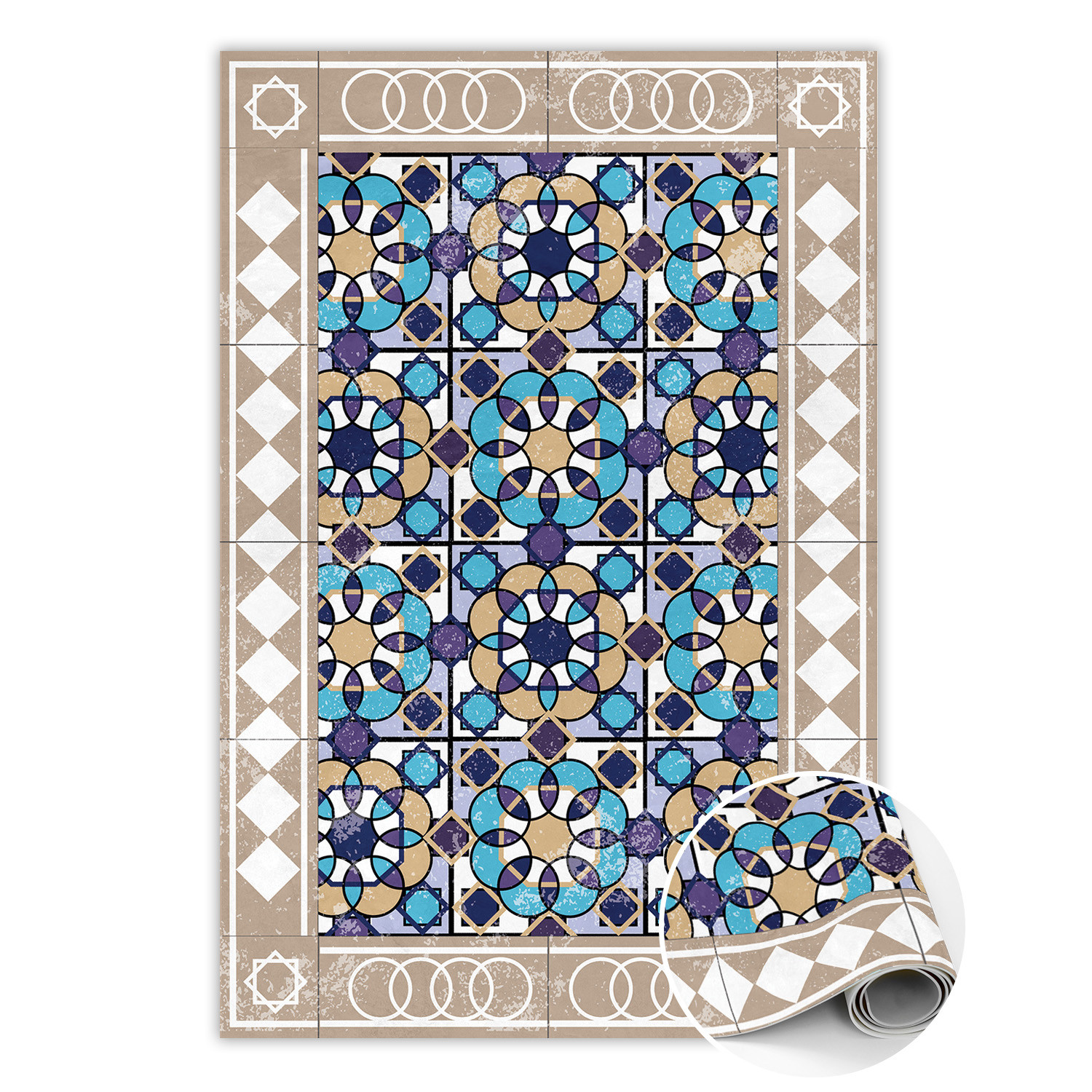 Modny dywan winylowy Kwadraty w romby 60 x 90 cm