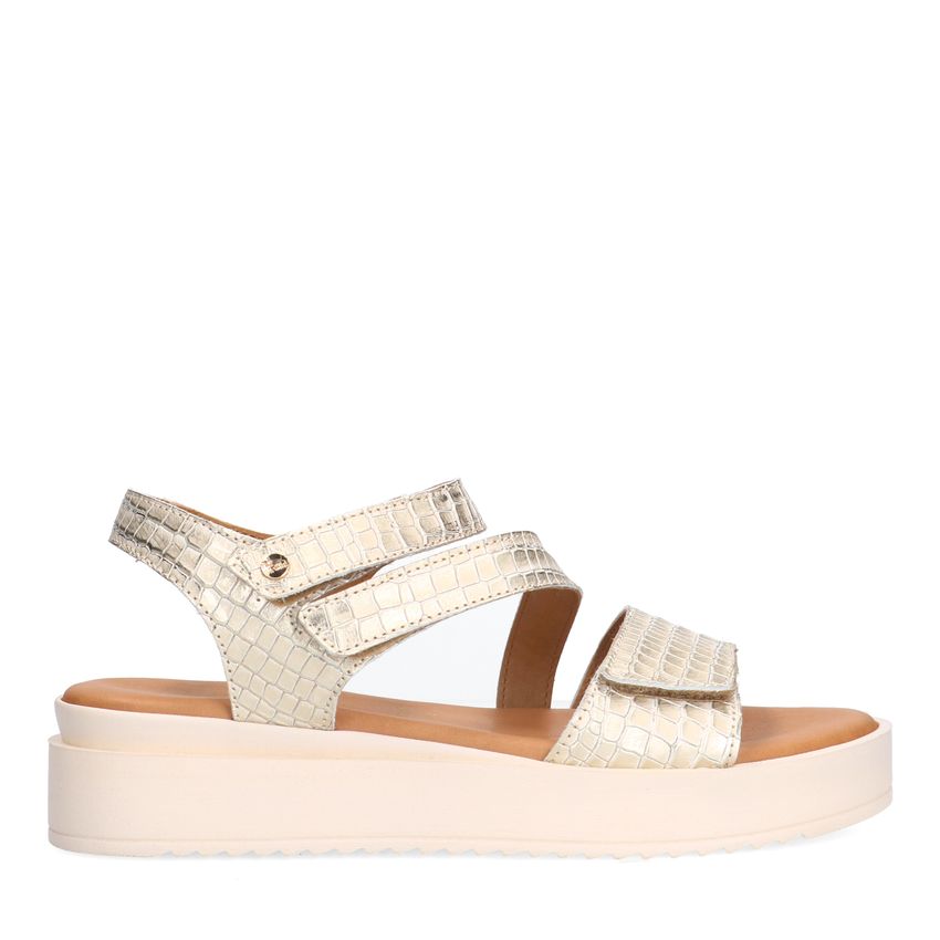 No Stress Gouden leren croco sandalen