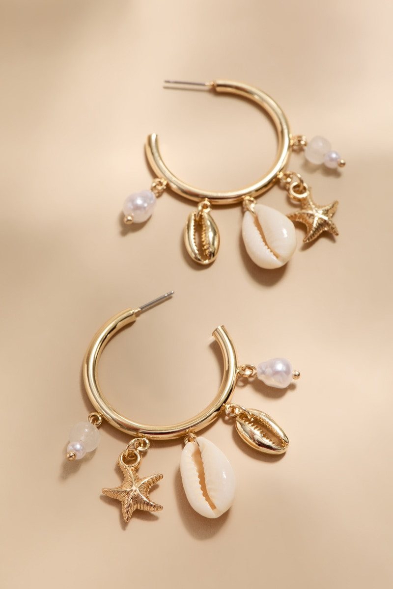 Erica Beach Charm Hoop Earrings