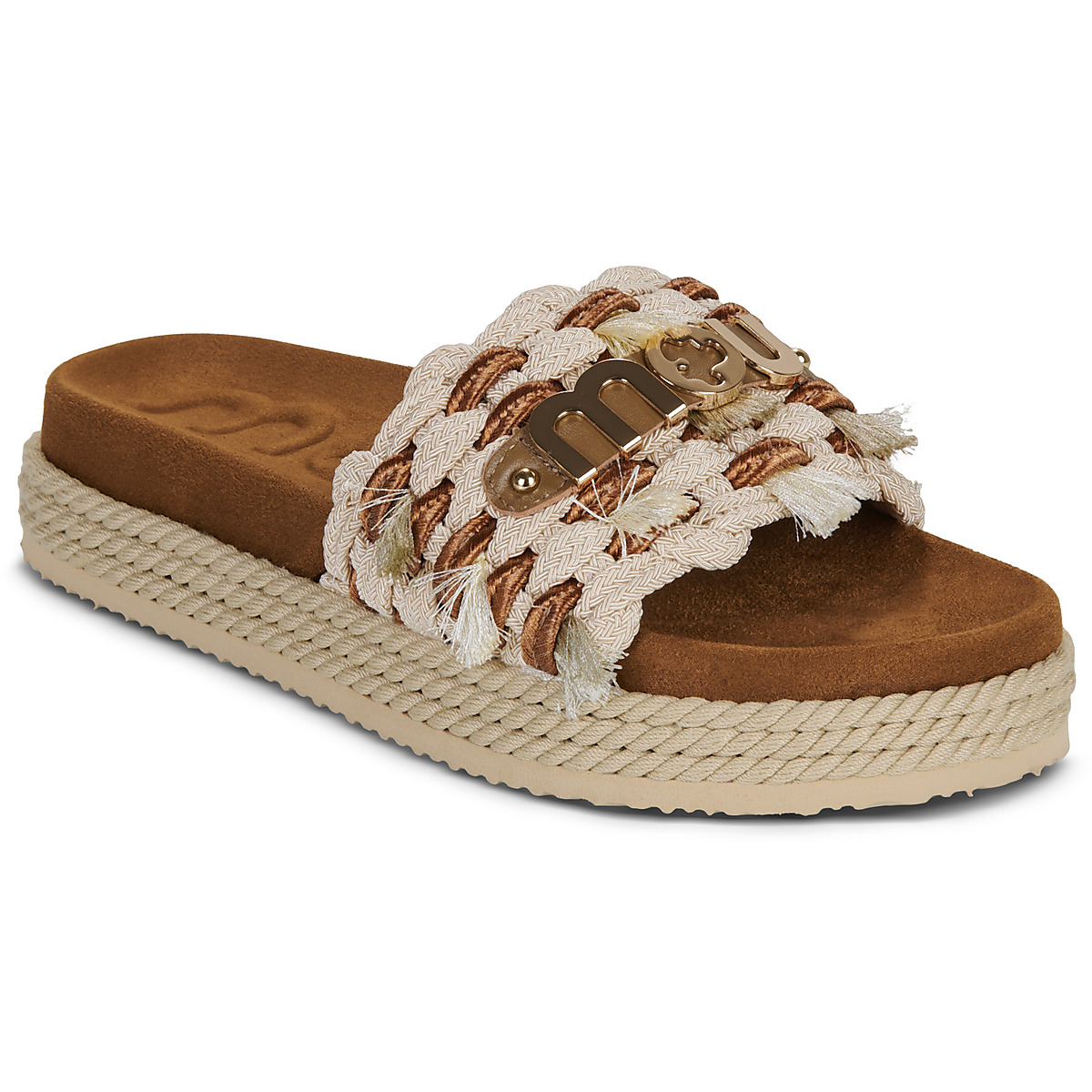 Mou - MONOBAND ROPE SANDAL FRINGES - Beige