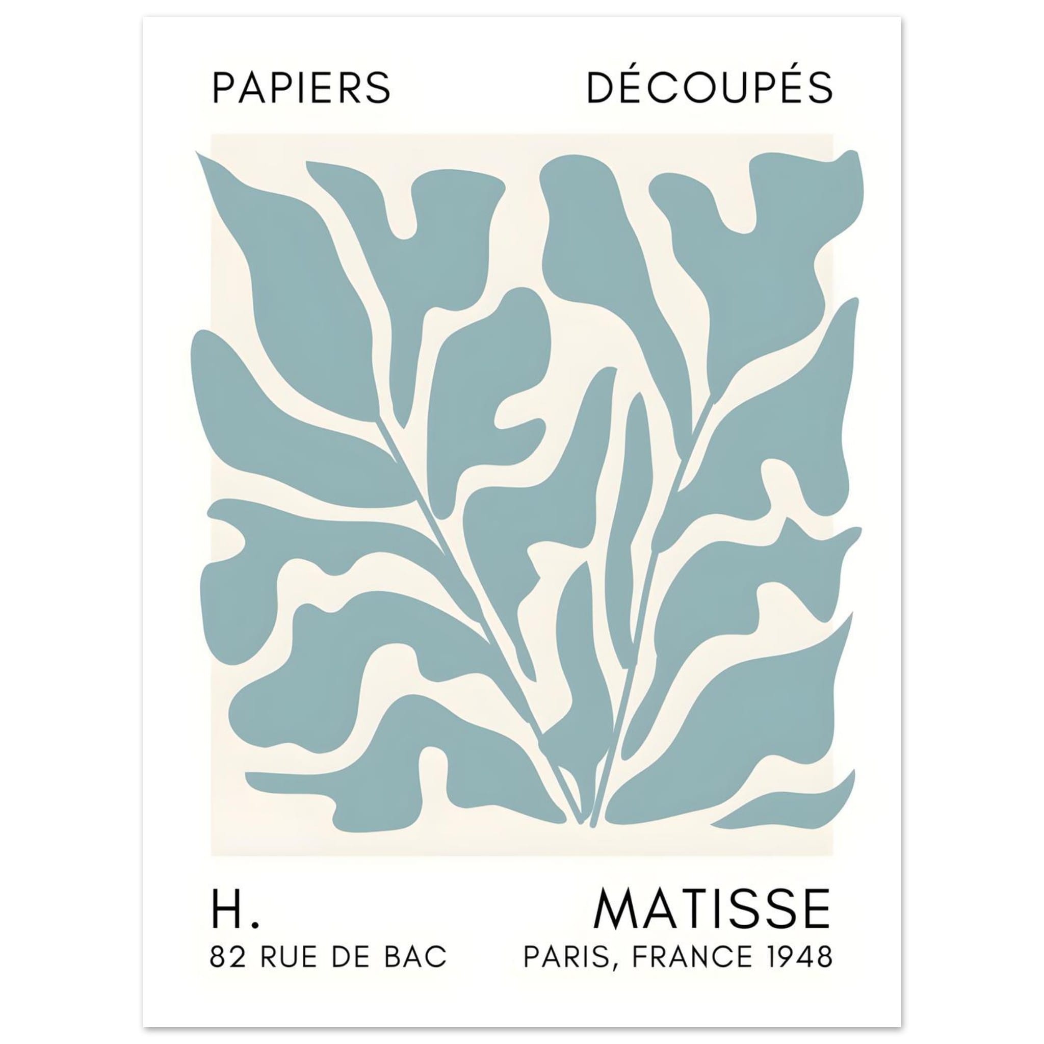Artfulprints Poster Matisse – Seabed shapes turquoise  - 30x40 cm - Turquoise