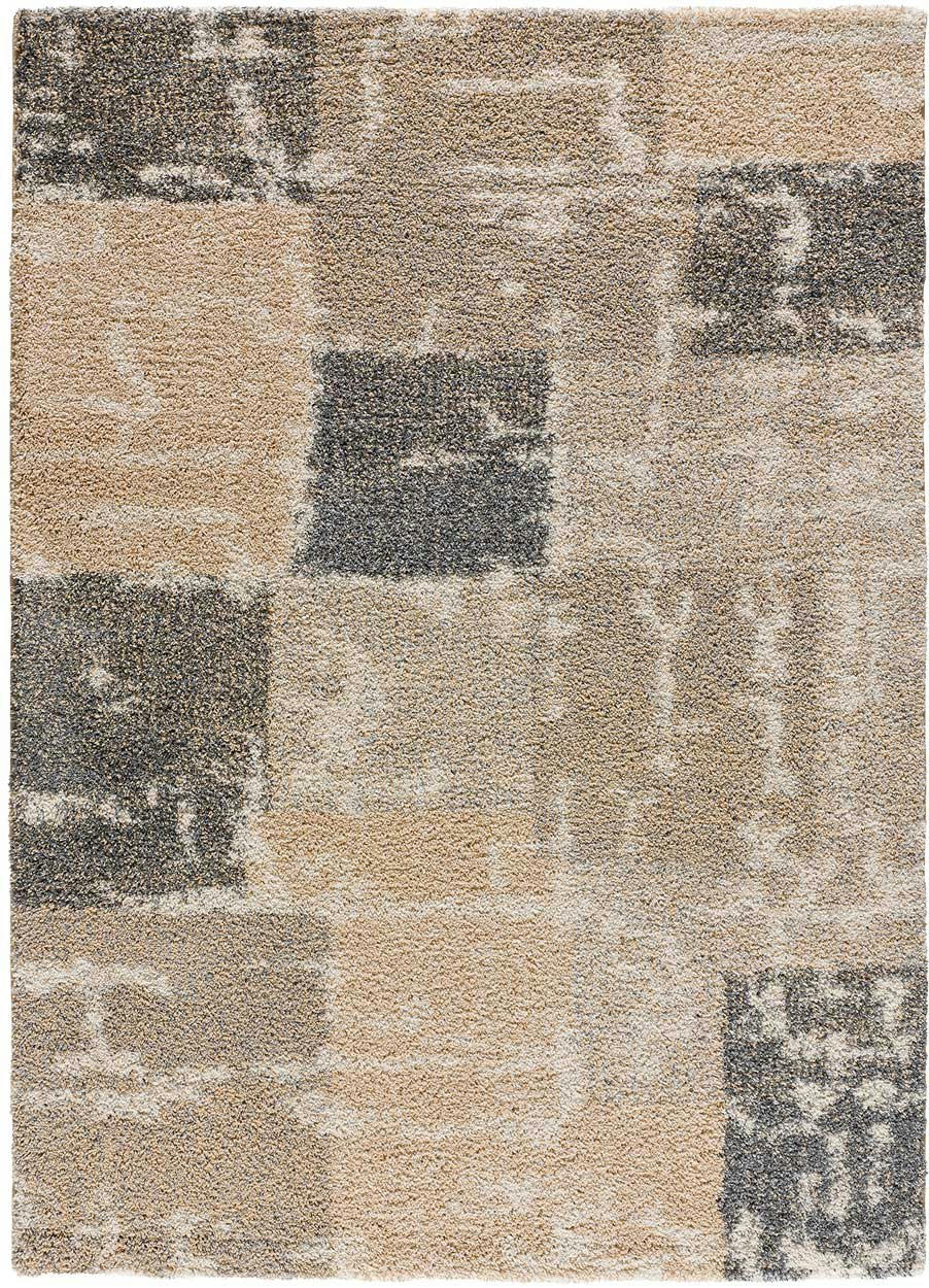 CESKY - Tapis shaggy, gris et beige, 133X190 cm