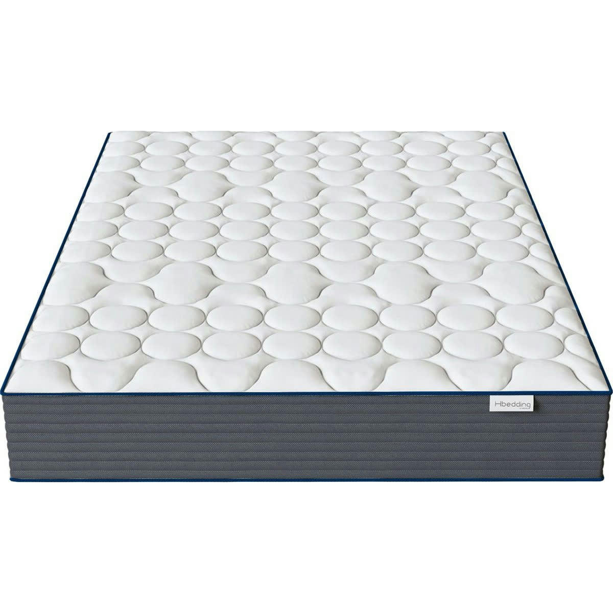 ENSEMBLE ENZO - Lit 140x190 en tissu gris clair + Matelas à mémoire de forme 22cm