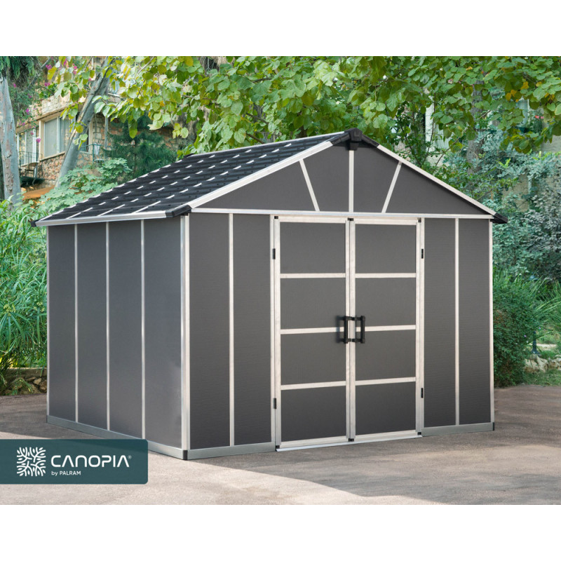 Abri de jardin en résine Yukon gris 3,32 x 2,71 x 2,52 m CANOPIA
