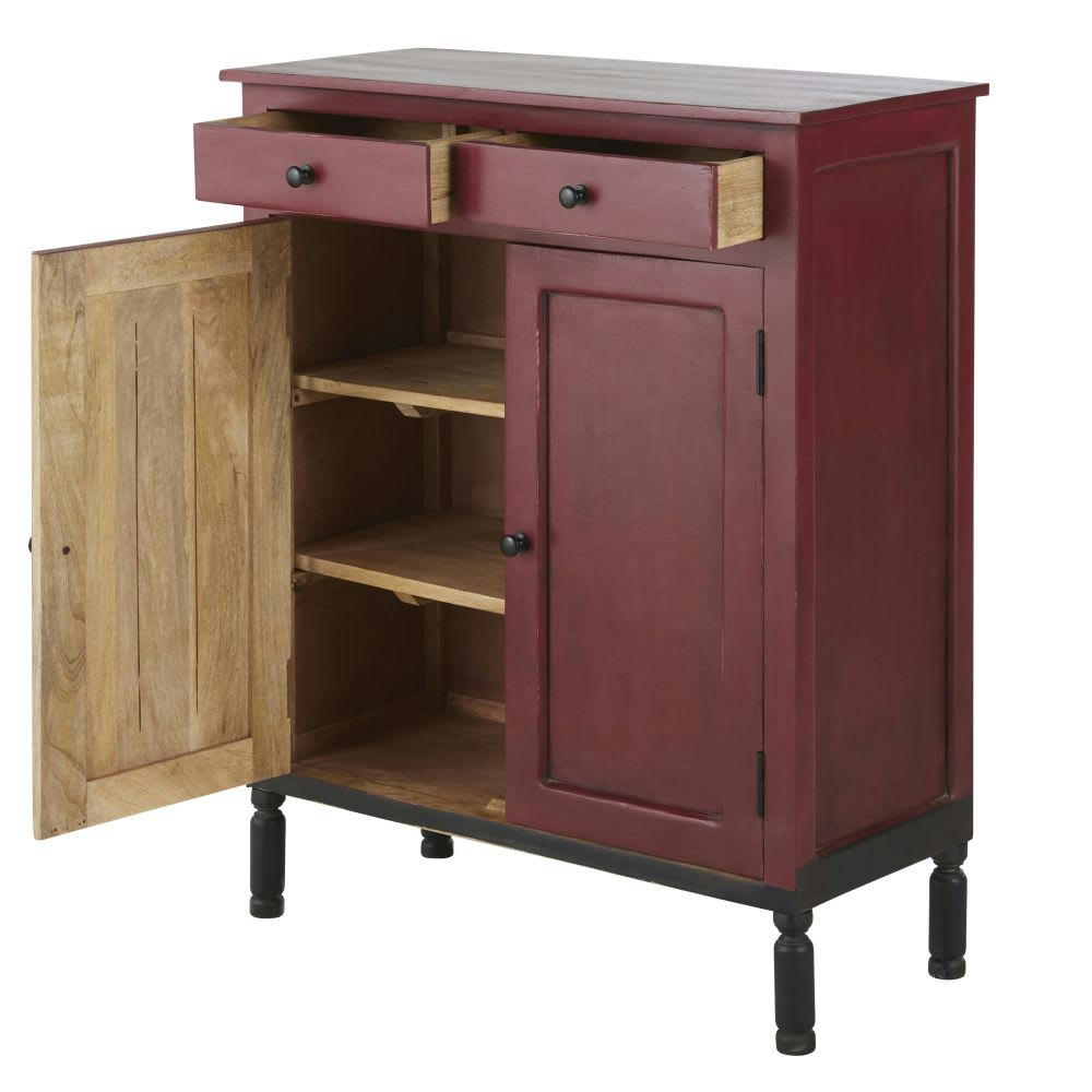 Tiago - Buffet 2 portes 2 tiroirs rouge cerise