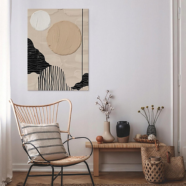 Impression sur toile abstrait beige moderne 100x75 cm xxl tableau décoration deco murale intissée pour salon chambre cuisine