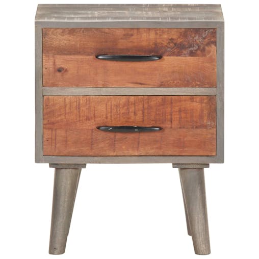 NNEVL Bedside Cabinet Grey 40x30x50 cm Solid Rough Mango Wood