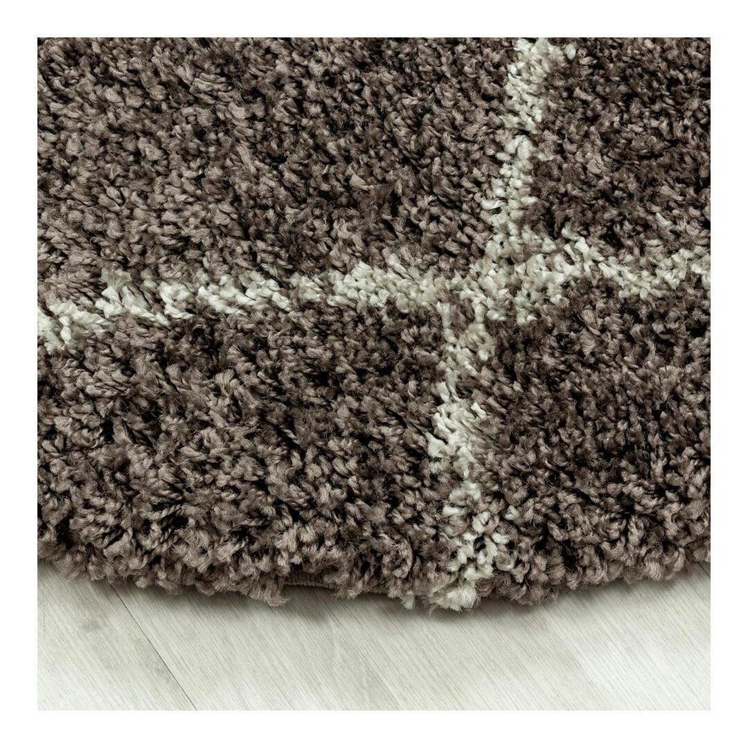 CHANTECLER - Tapis géométrique scandinave en polypropylène taupe Ø 80