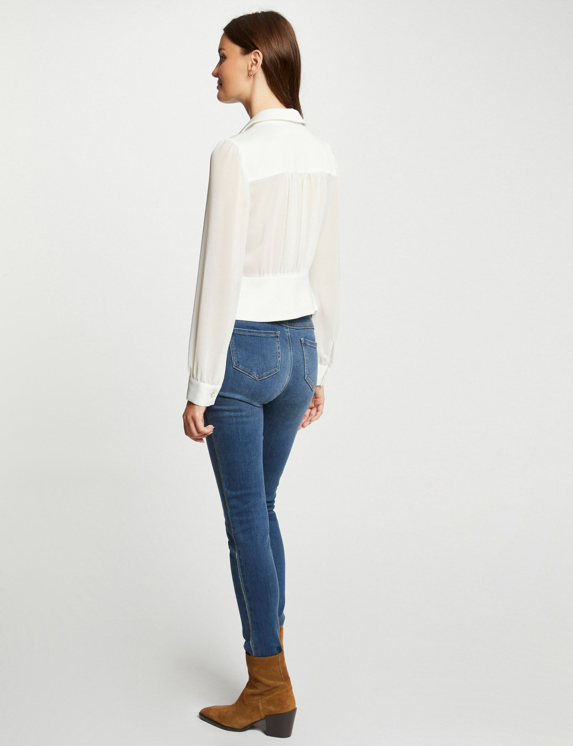 Long-Sleeved Shirt With Pleats Ivory Women