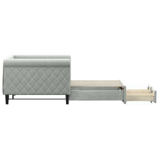 NNEVL Daybed with Trundle and Drawers Light Grey 90x190 cm Velvet