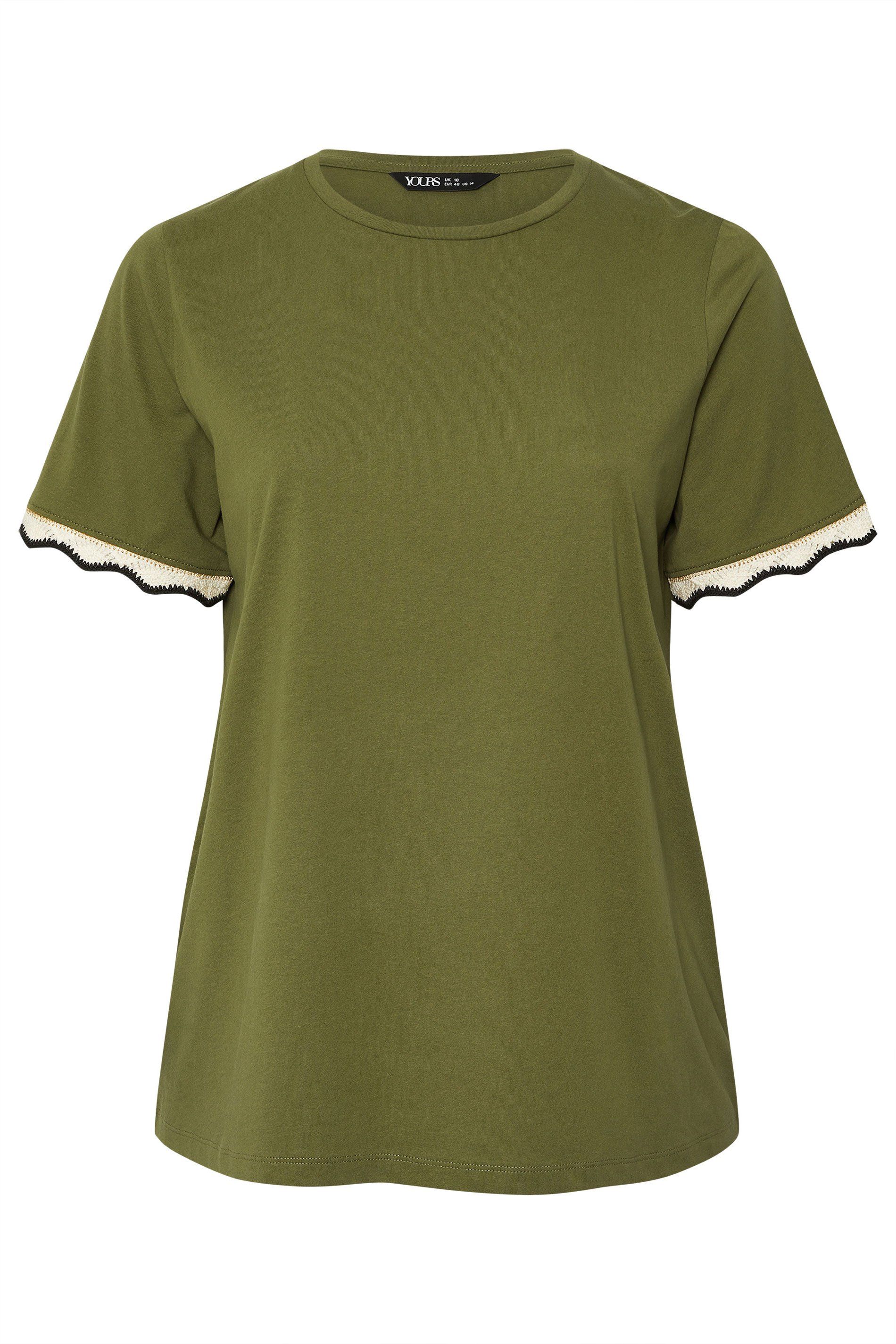 Yours Metallic Crochet Trim T-Shirt