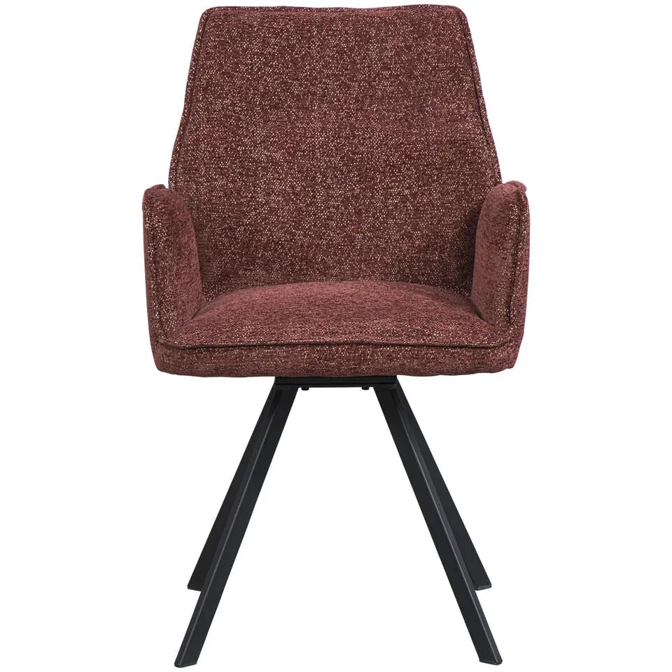 Eetkamerstoel Raffy met armleuning - stof - wijnrood