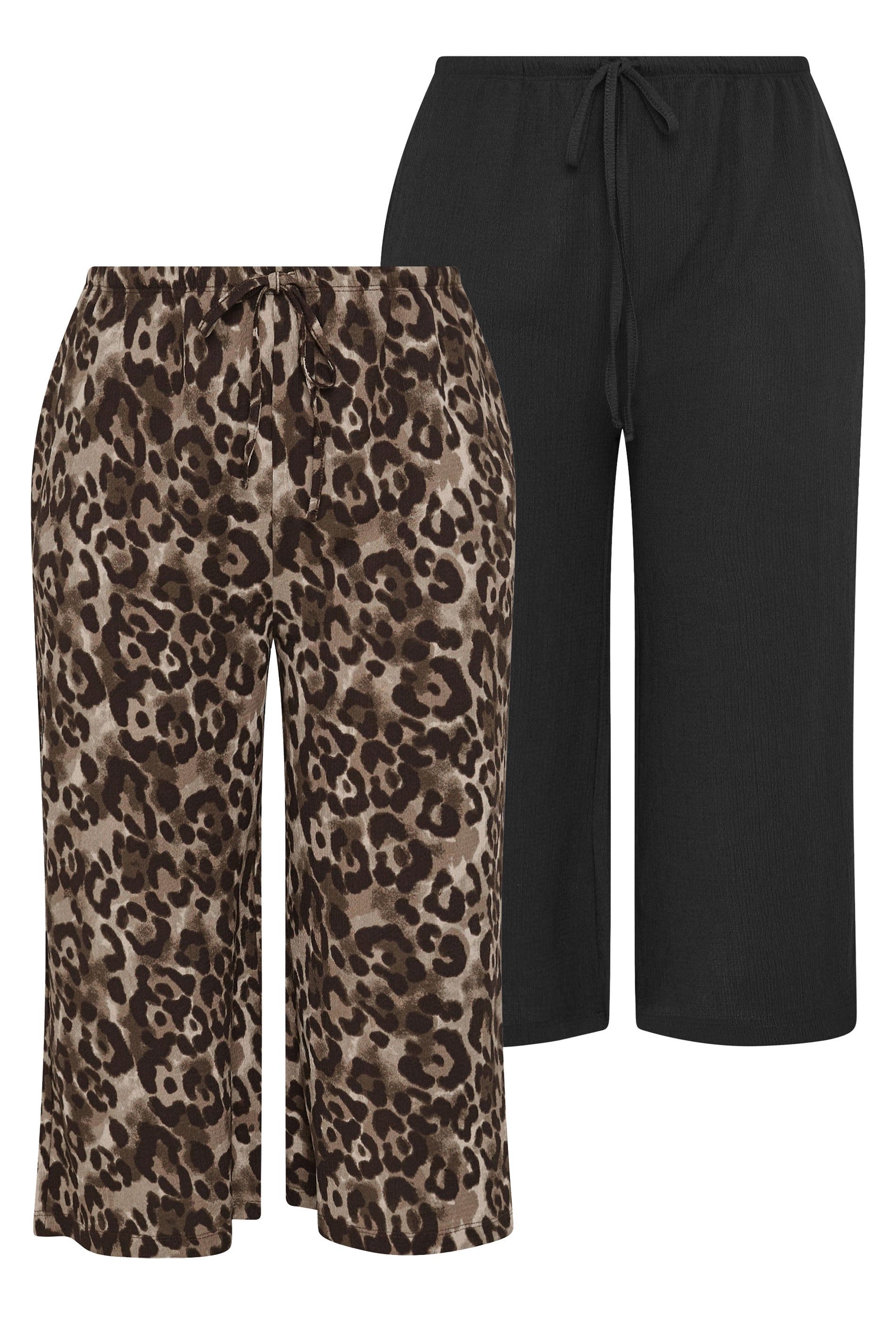 Yours 2 Pack Leopard Textured Culottes