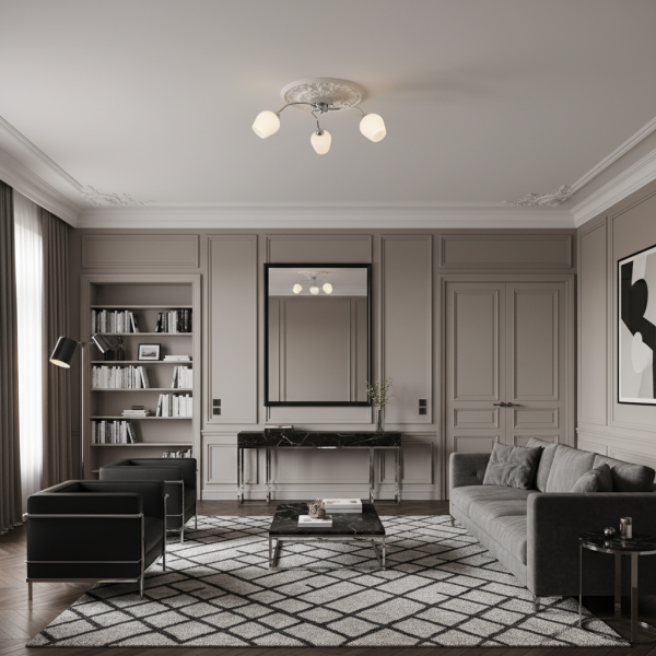 Lampa sufitowa EDYLIT glamour chrom białe kule 3xE14 GLEN 7-292