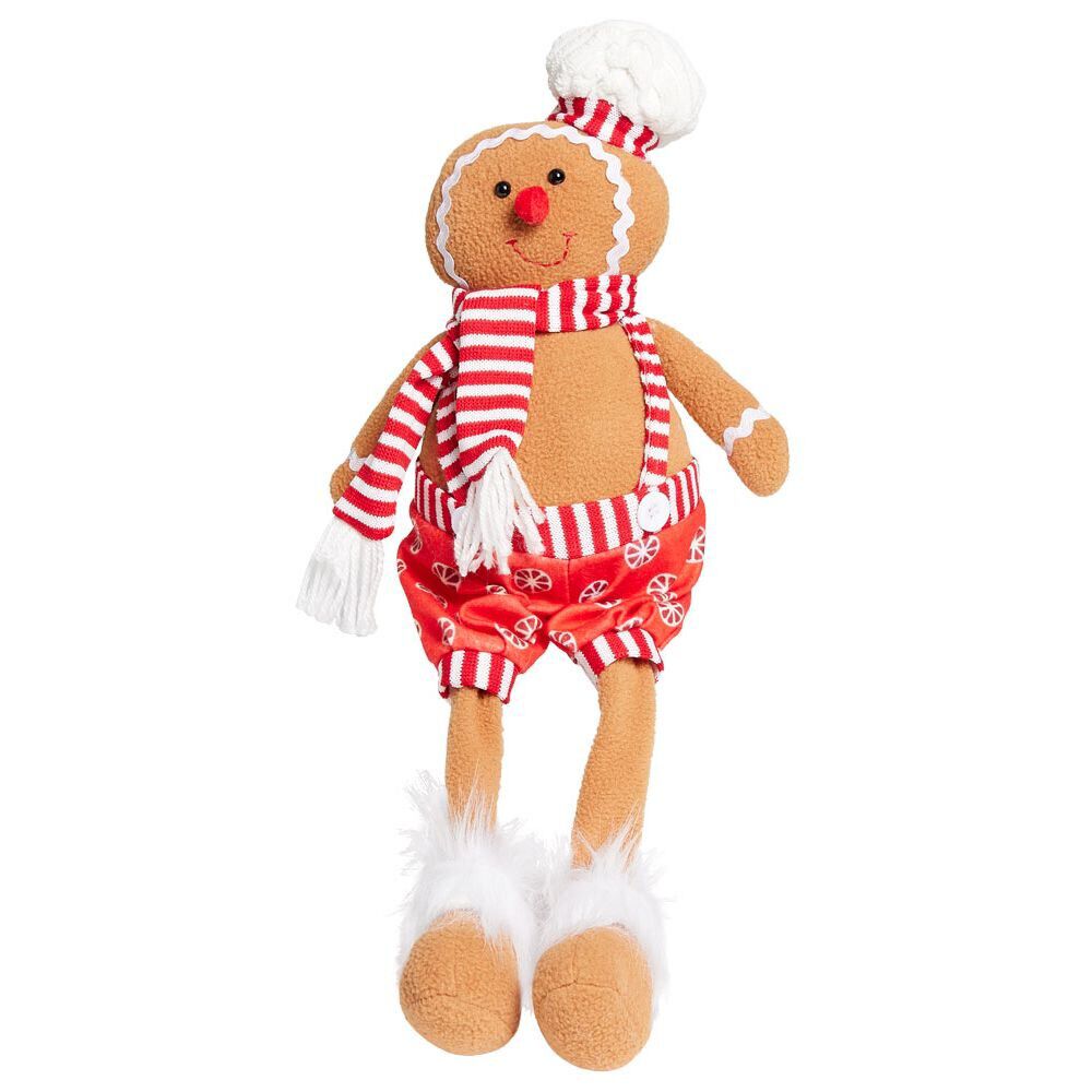 Bonhomme pain d'épice déco No&euml;l avec jambes pendantes H48cm