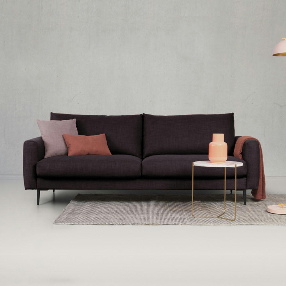 CARUSO - Canapé 2 places tissu droit gris foncé