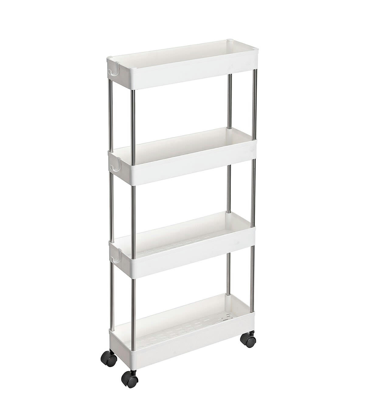 - Desserte blanche sur roulettes à 4 niveaux - L12,5 x H86 cm