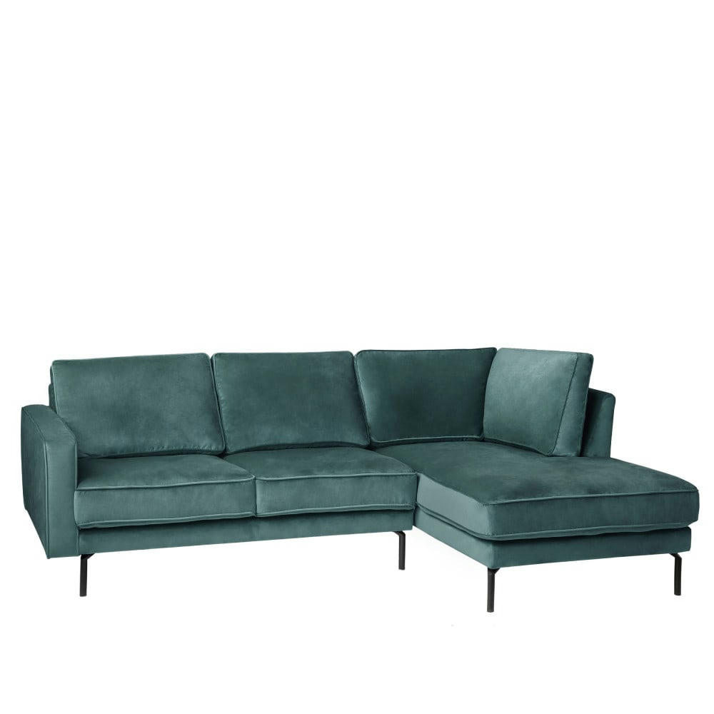 ORSO - Canapé d'angle droit en velours vert eucalyptus 3 places