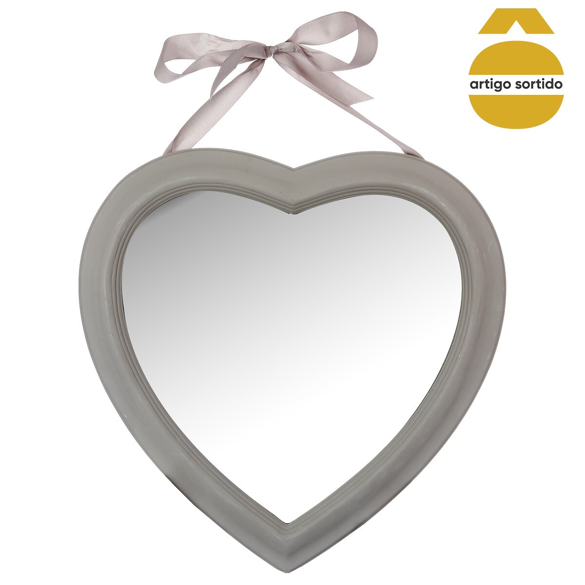 Espelho coração com laço 40cm