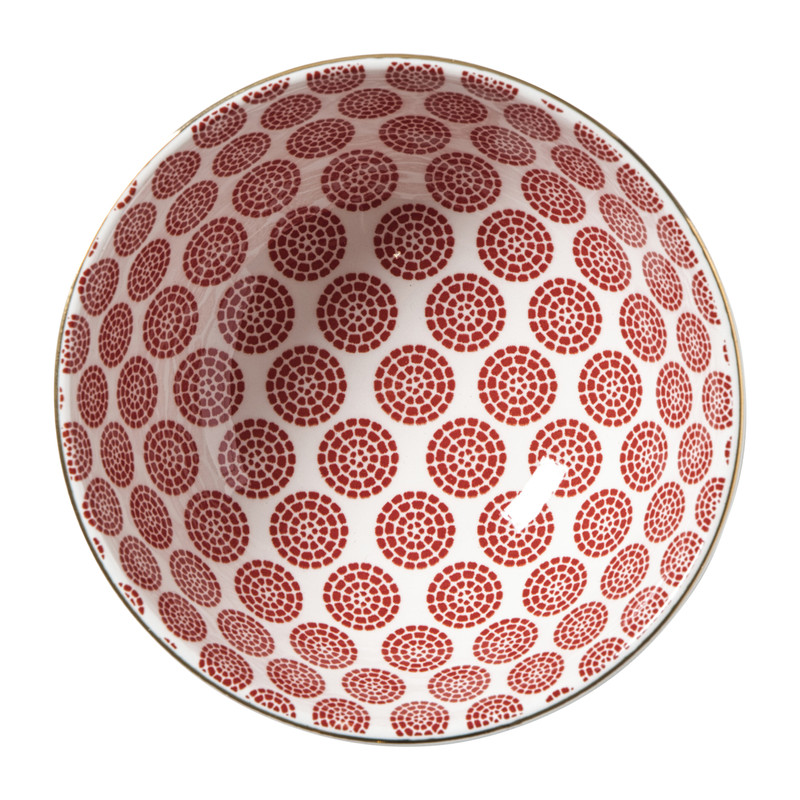 Schaaltje Mirna bloem klein - rood/wit - &Oslash;12x5.8 cm