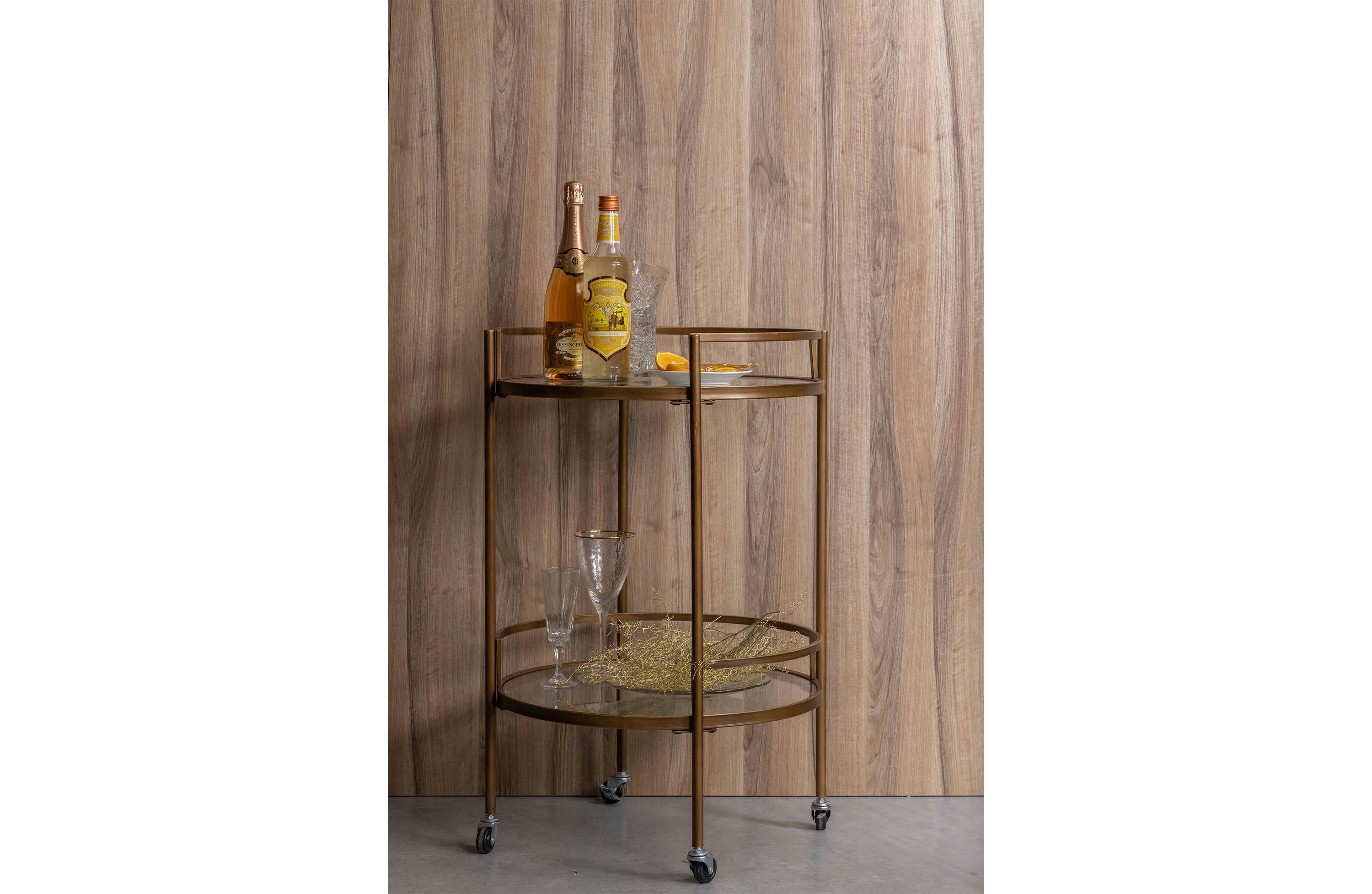 ZORA - Chariot en métal marron et verre