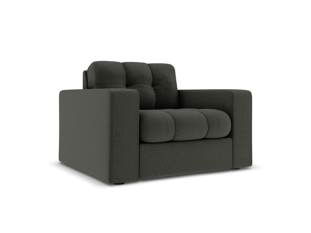 JUSTIN - Fauteuil en tissu structuré gris foncé