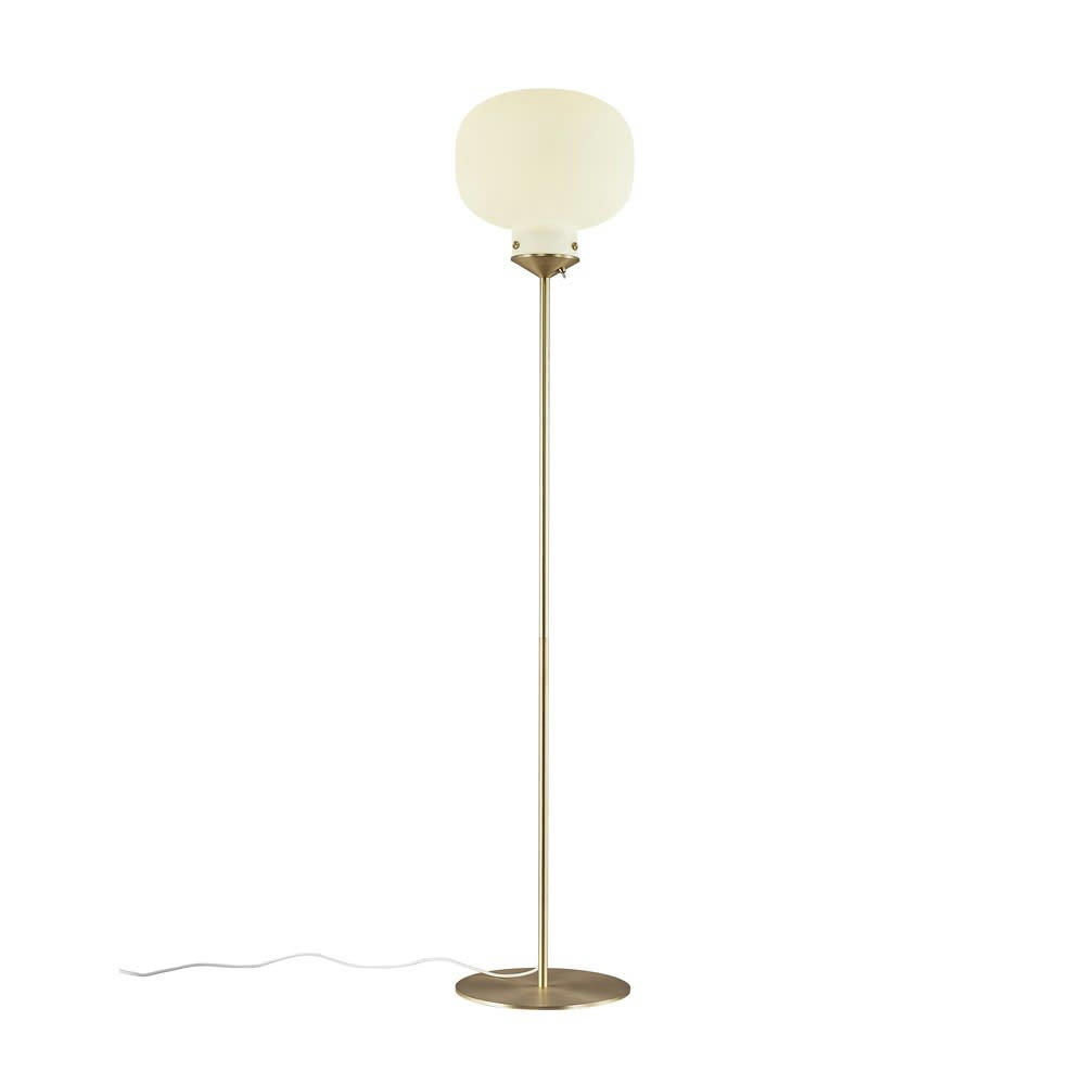 RAITO - Lampadaire doré élégant avec sphère en verre blanc Ø30cm