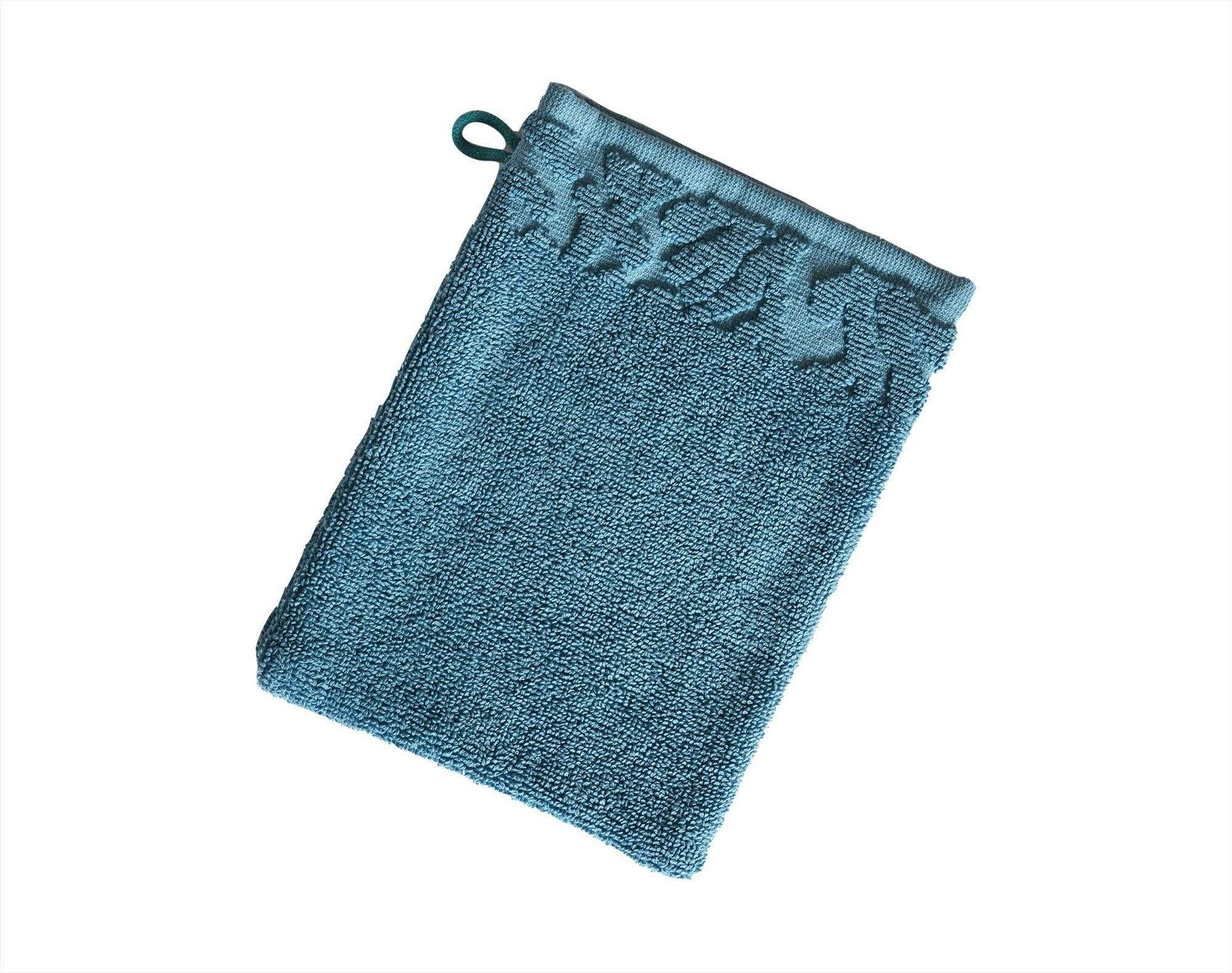 CORALANE - Lot de 2 gants de toilette 15x21 bleu petrole en coton 480 g/m²