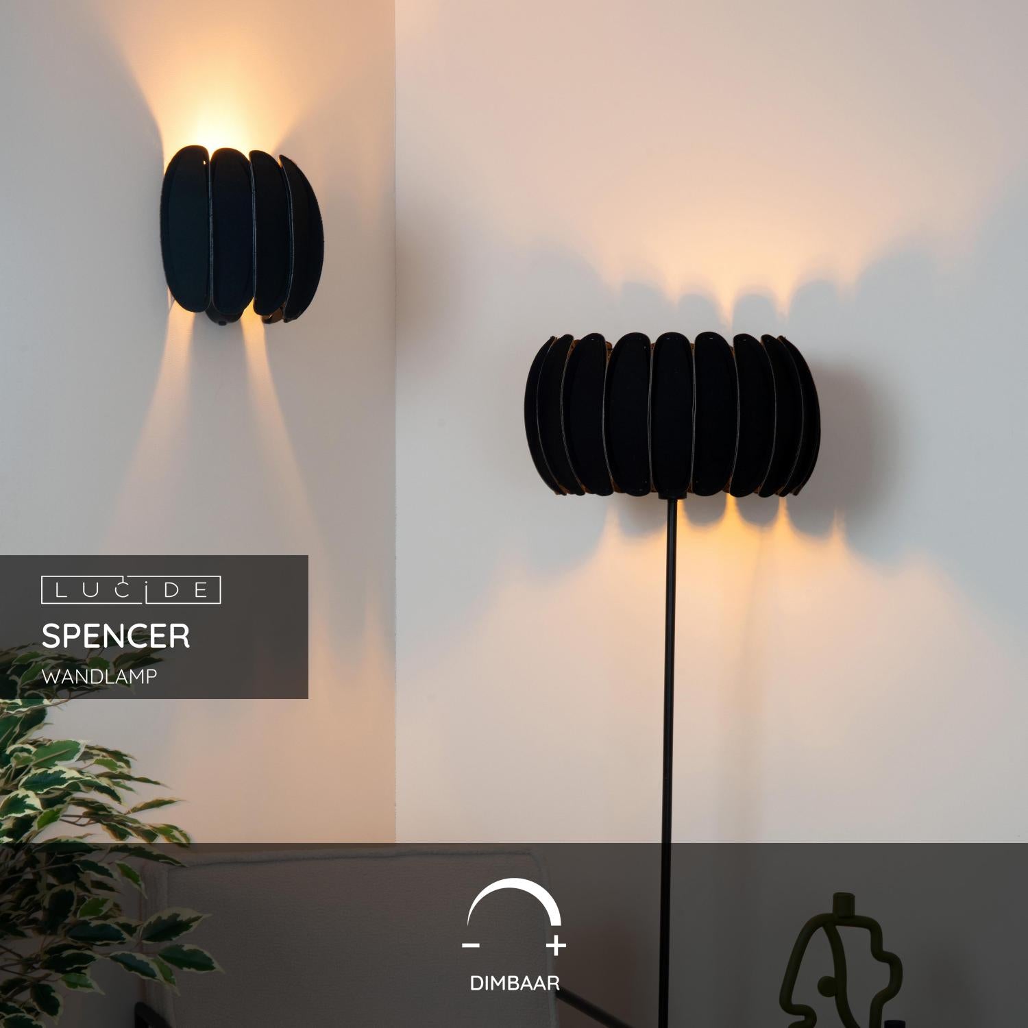 Lucide SPENCER Wandlamp - Zwart