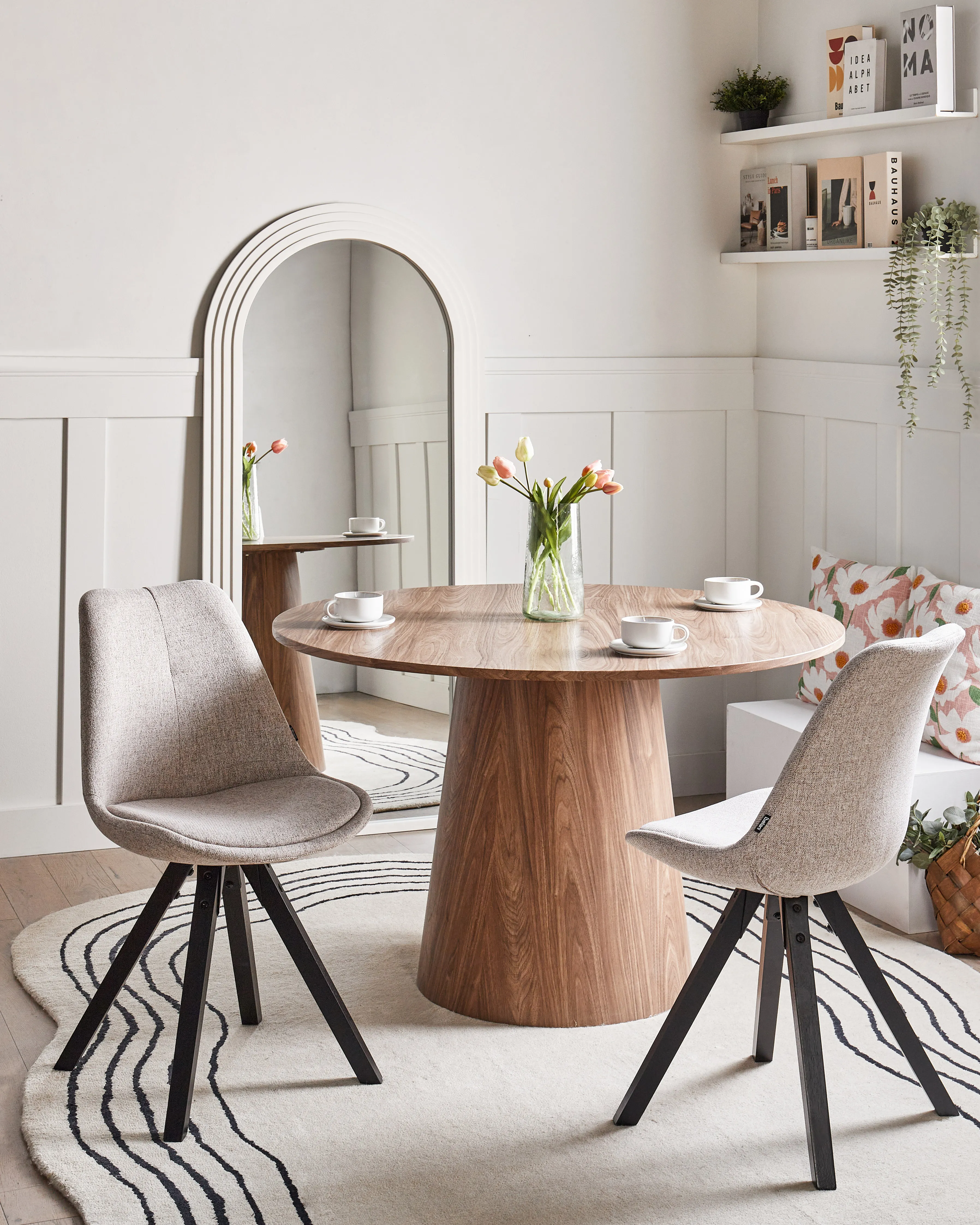 Set of 2 Dining Chairs HEDLEY Fabric Beige