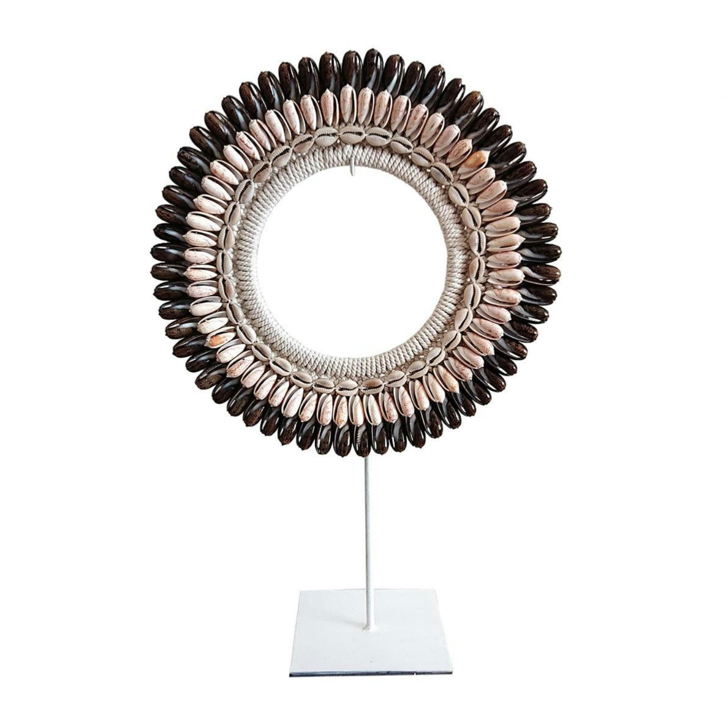 ELLADA - Collier décoratif en coquillages, marron beige D30 x H45 cm
