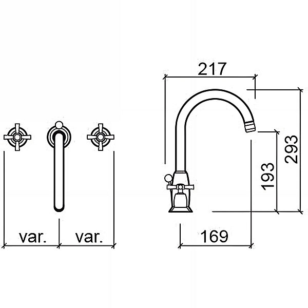 Mélangeur 3 trous pour lavabo ou vasque 3 trous bec haut SANINDUSA Rimini chromé livré avec vidage