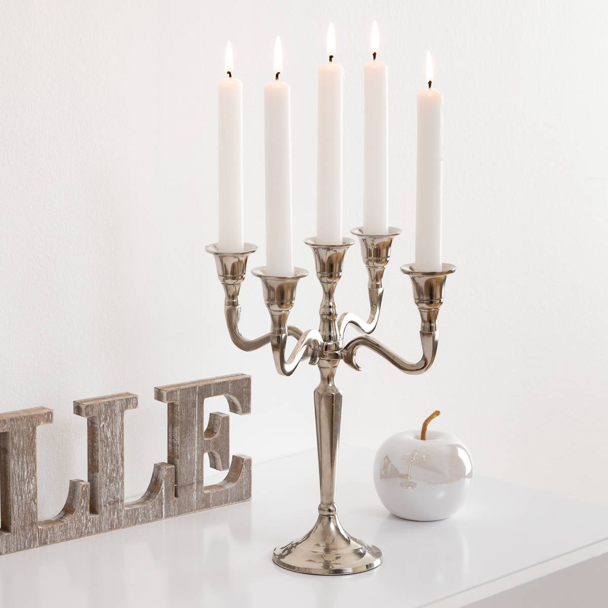 Candlestick, metal Silver, 5 heads