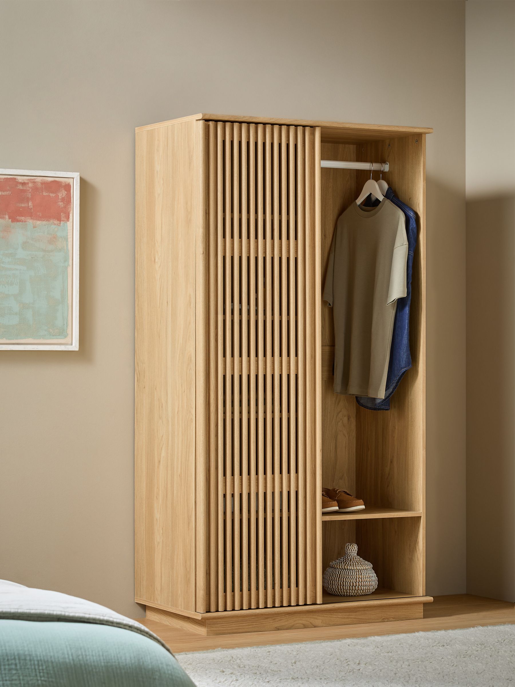 Tulma Sliding Double Wardrobe in Mid Oak Effect