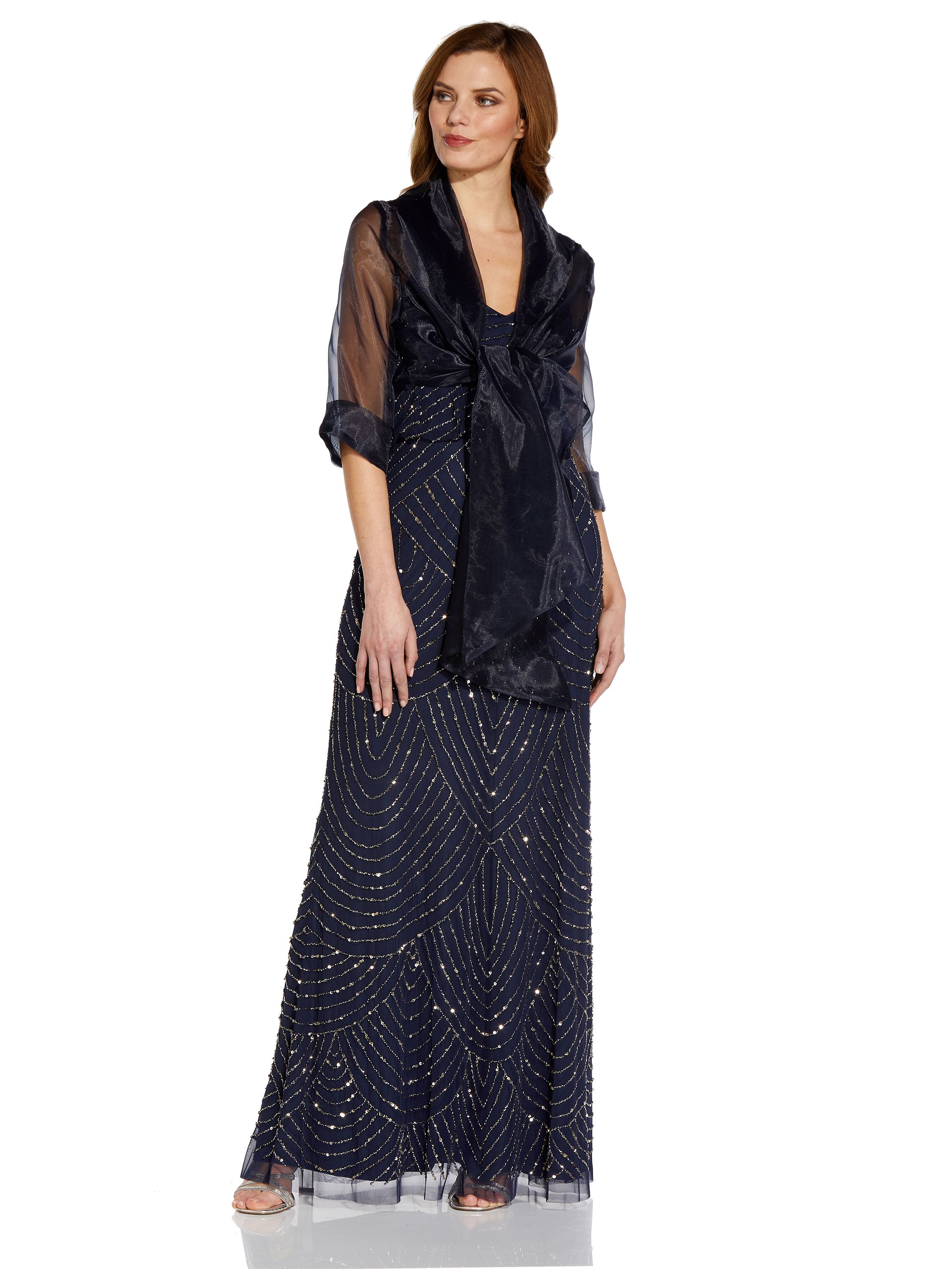 Adrianna Papell Sht Slv Orgnza Wrap Jacket