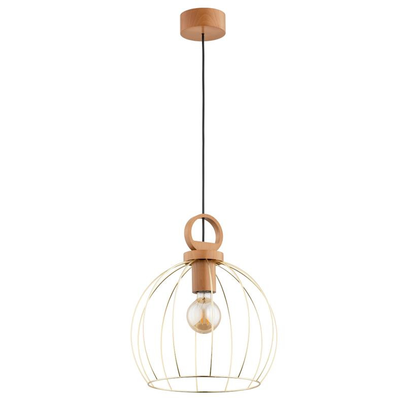 Lampa wisząca AVATAR jasne drewno-złoto 1xE27x15W wym:90x34x34cm IP20 Alfa