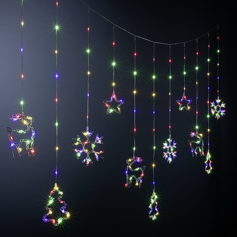 Guirlande de No&euml;l lumineuse 240LED bordure toit flocon étoile sapin multicolore