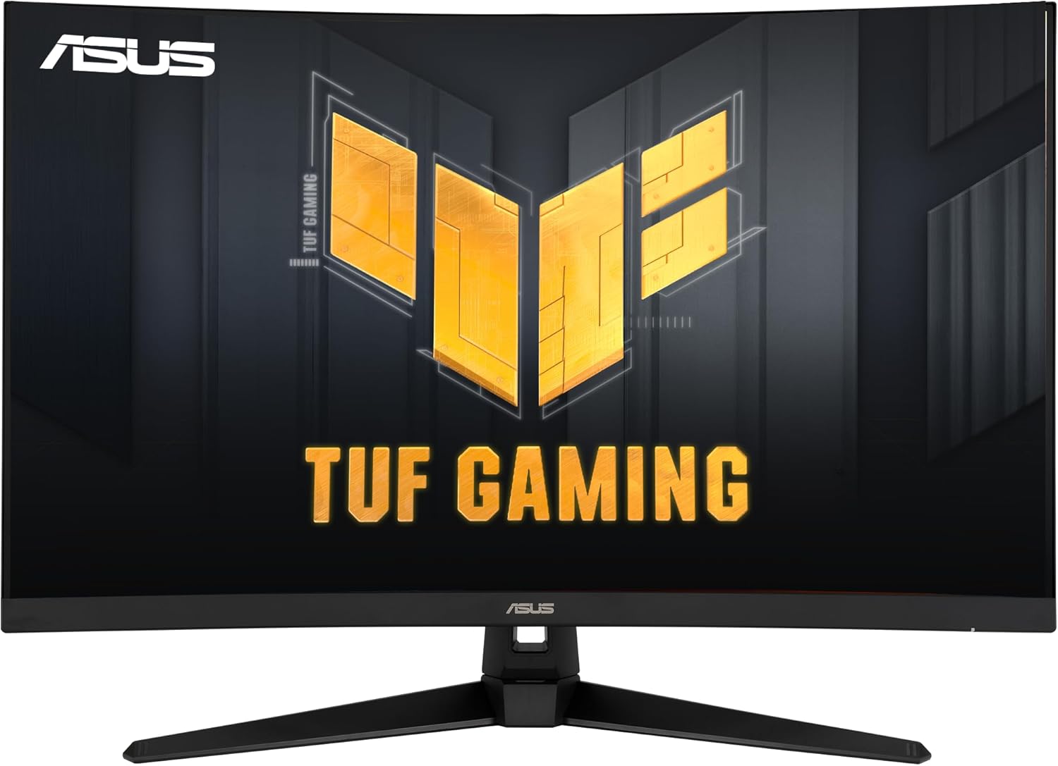 ASUS TUF 32 Inch Curved Gaming Monitor - QHD (2560 x 1440)  165Hz (Supports 144Hz)  1ms  Extreme Low Motion Blur  Speaker  FreeSync Premium  VESA Mountable  DisplayPort  HDMI - VG32VQ1B