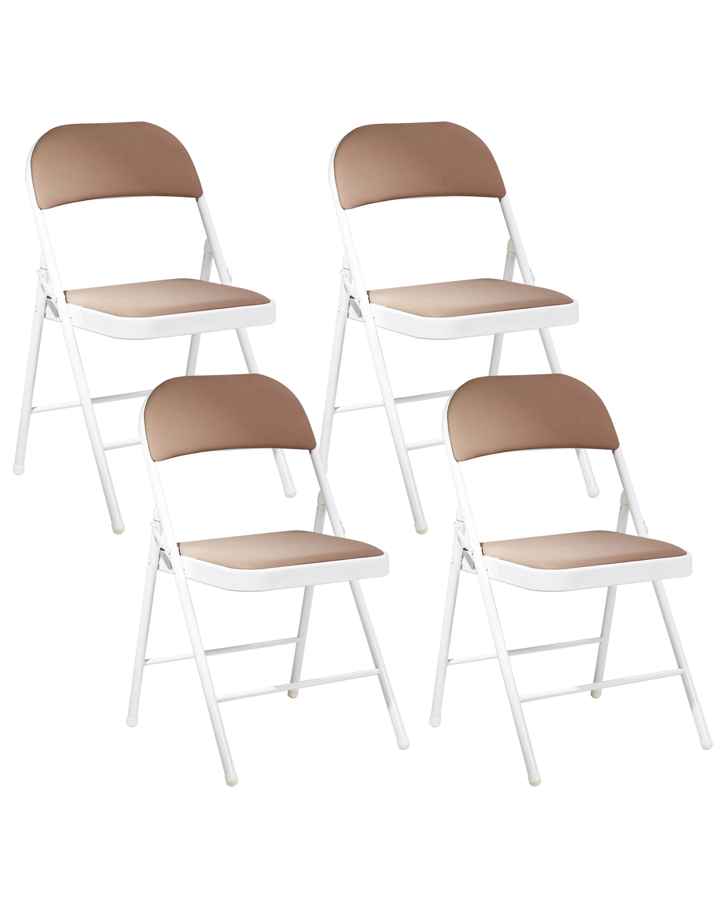 Set of 4 Folding Chairs SPARKS Metal Beige/ White