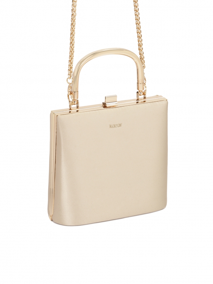 Exquisite beige bag with gold ferrules