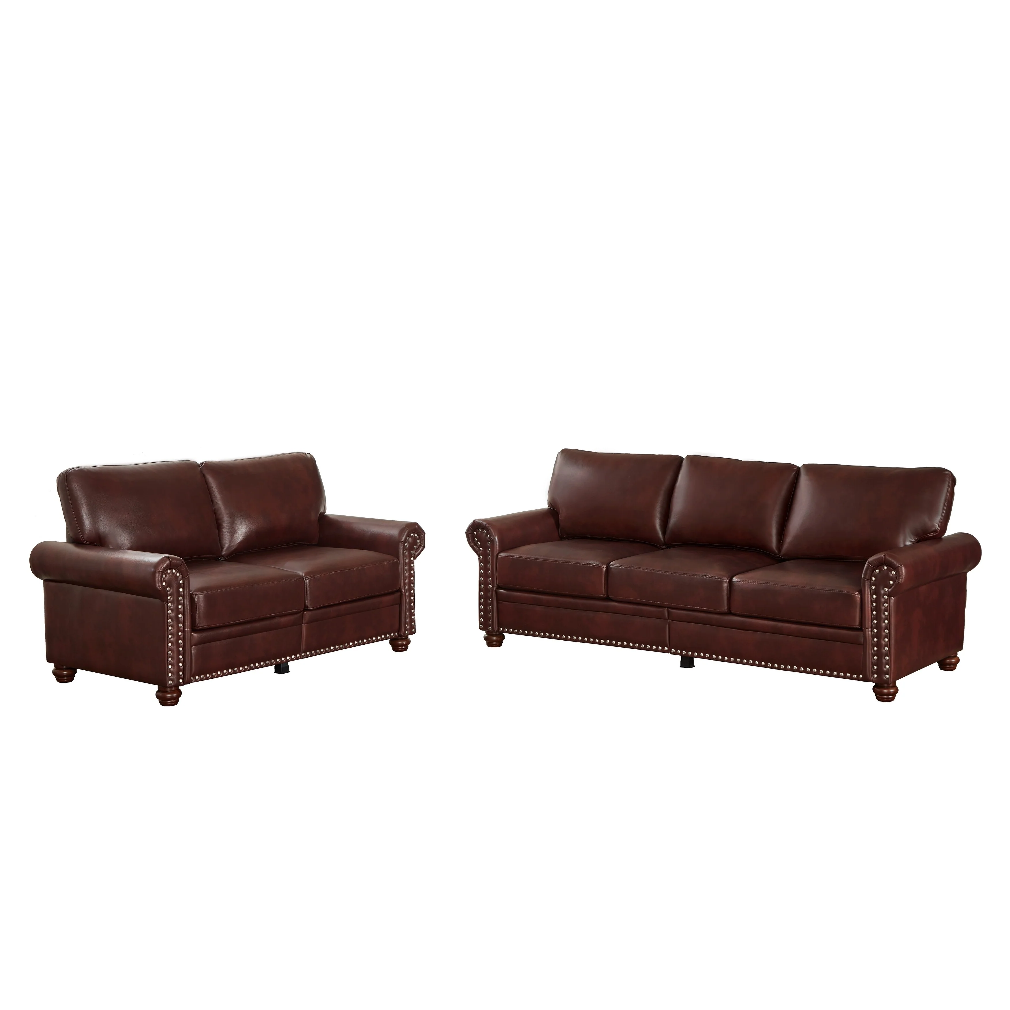 Classic Combination sofa Seat Sofa Set with Hidden Storage and Nailhead Trim and Foam Cushions for Living Room and Guest Room