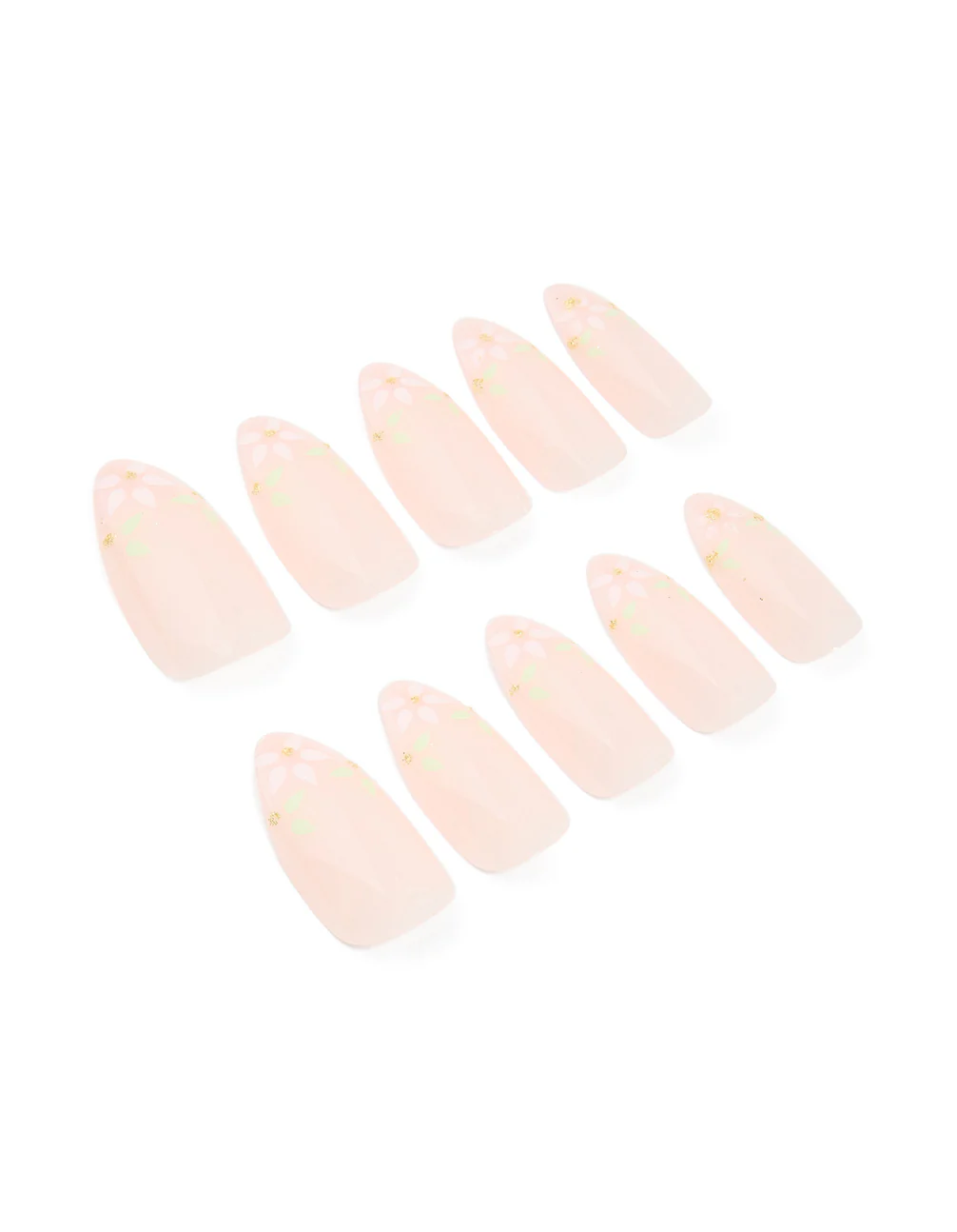 Pink French Tip Floral Art Press On Nails 24-Set