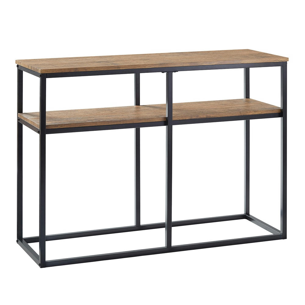 - Table console cadre en métal noir avec 2 étagères